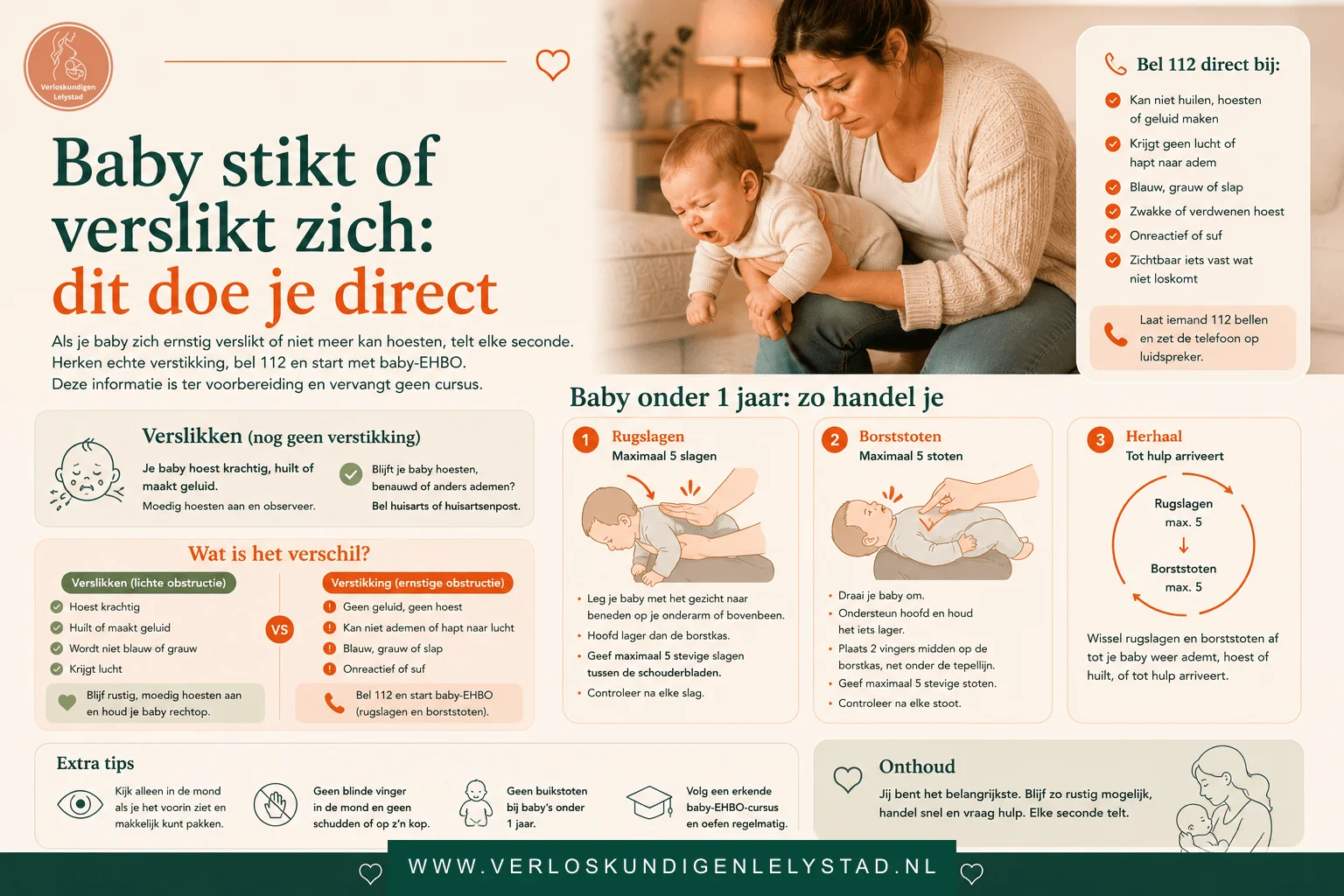 Baby stikt of verslikt zich: dit doe je direct