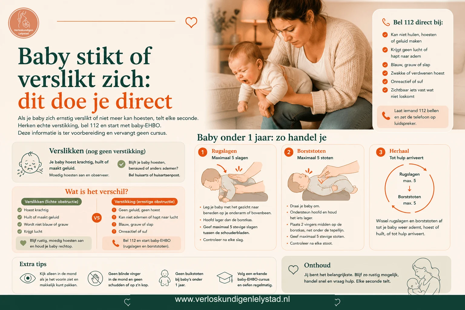 Baby stikt of verslikt zich: dit doe je direct