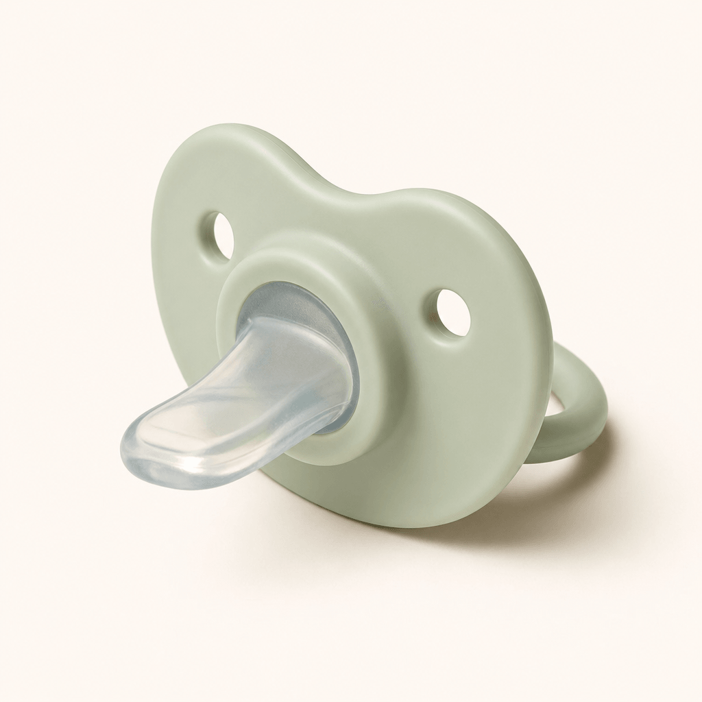 Orthodontische fopspeen voor baby's met afgeplatte schuine zuigvorm