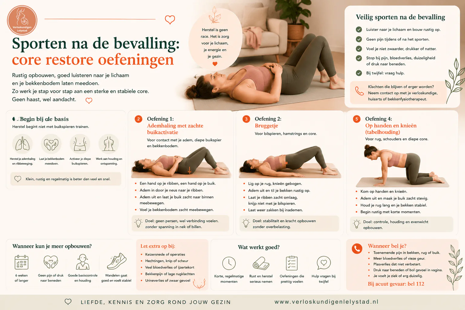 Sporten na de bevalling: core restore oefeningen